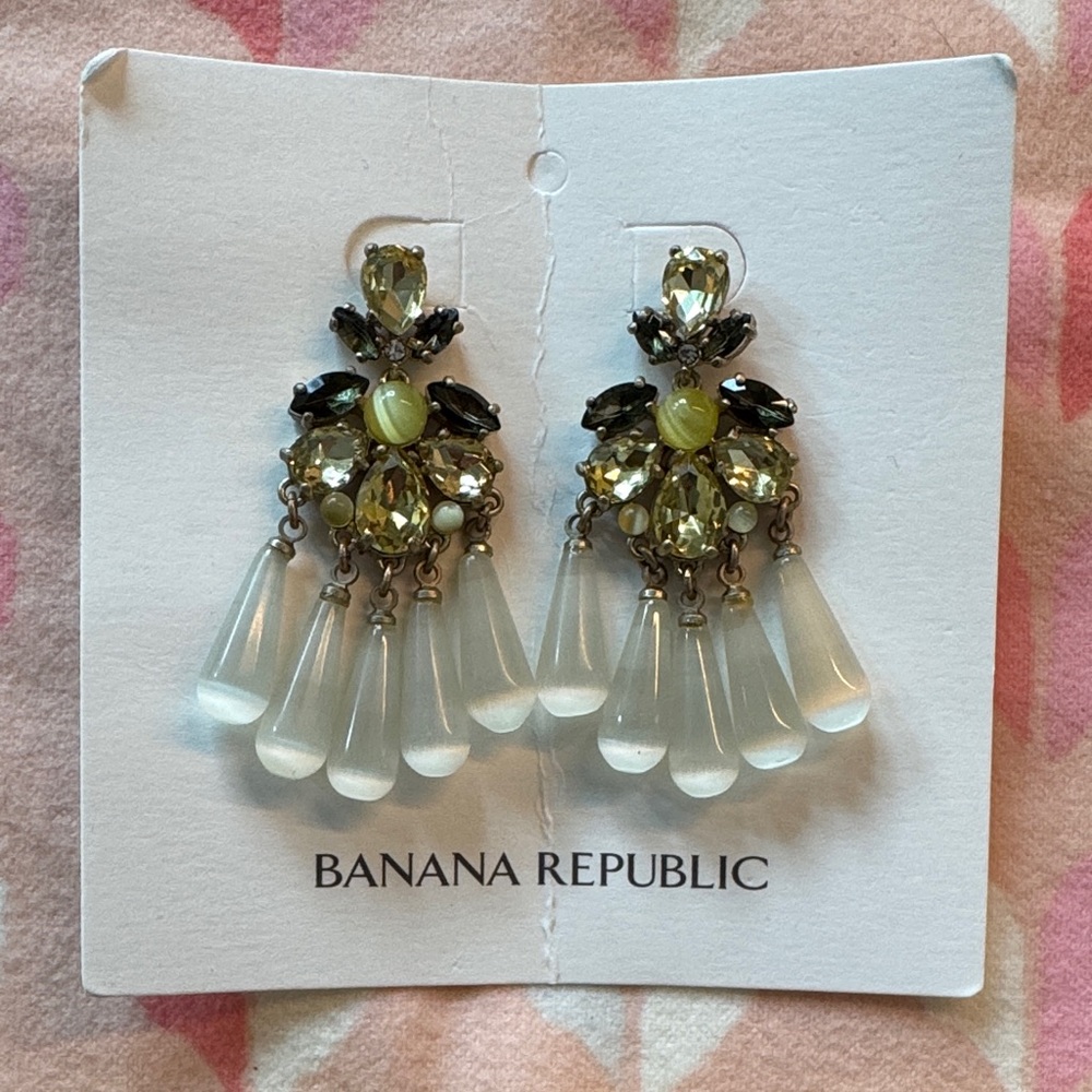 Banana Republic Green Crystal Drop Earrings